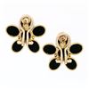 Image 3 : Elizabeth Locke Hammered 18k Gold Oval Black Onyx Flower Cluster Omega Earrings
