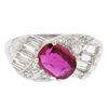 Image 1 : Antique Art Deco Platinum AGL Certified Oval Cut BLOOD RED Ruby & Diamond Ring