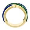 Image 8 : Vintage Solid 18K Yellow Gold Blue & Green Enamel Wide Intertwined Band Ring