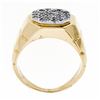 Image 8 : Vintage Men's 14k TT Gold .52 ctw Round Pave Diamond Cluster Ring w/ Ribbed Shan