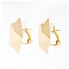 Image 3 : Large 14K Yellow Gold Puffed Geometric Button Earrings w/ Grooved & Concave Top