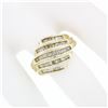 Image 3 : 14k Yellow Gold 1.15 ctw 5 Channel Baguette Diamond Wide Tiered Swirl Band Ring