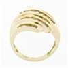Image 8 : 14k Yellow Gold 1.15 ctw 5 Channel Baguette Diamond Wide Tiered Swirl Band Ring