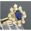Image 4 : Estate 18k Yellow Gold EGL Certified Royal Blue Sapphire & Diamond Cocktail Ring