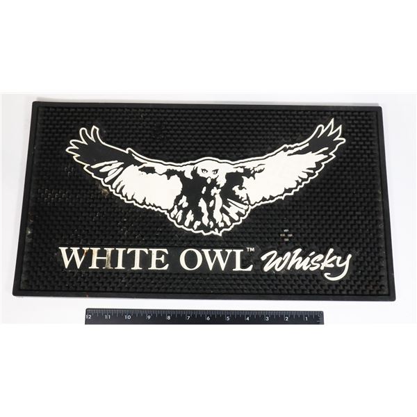 WHITE OWL WHISKEY BAR SPILL MAT. HAS SOME DAMAGE