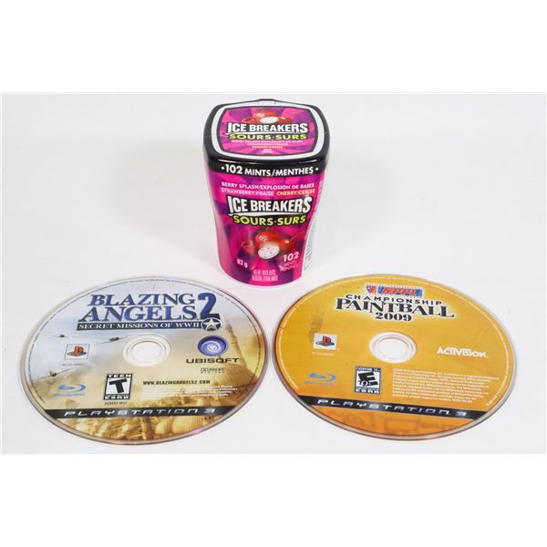 TWO PLAYSTATION 3 GAMES SOLD WITH ICE BREAKERS