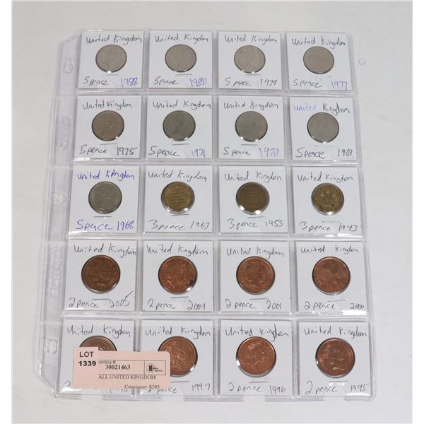 20 COINS ALL UNITED KINGDOM