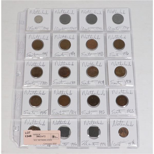 20 COINS ALL NETHERLANDS