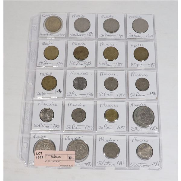 20 COINS ALL MEXICO