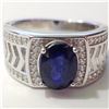 Image 1 : SILVER RHODIUM PLATED SAPPHIRE(3CT) RING (~SIZE 8)