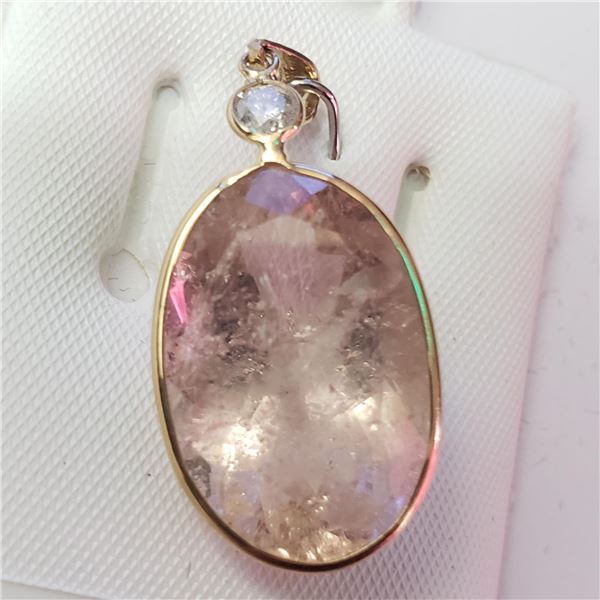 14K YELLOW GOLD MORGANITE DIAMOND(0.2CT) PENDANT