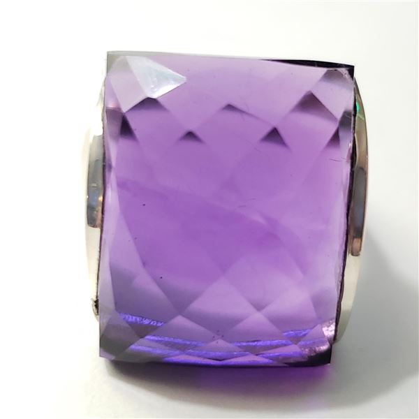 SILVER AMETHYST RING (~SIZE 9)(~WEIGHT 11.88G)