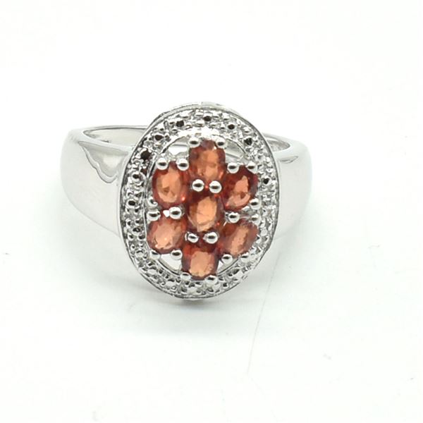 SILVER ORANGE SAPPHIRE(2.75CT) RHODIUM PLATED