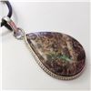 Image 2 : SILVER GEMSTONE W/ CORD PENDANT (~WEIGHT 11.95G)