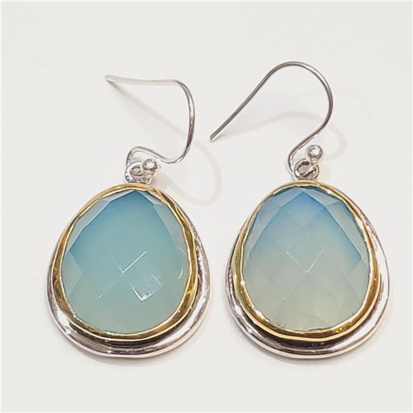 SILVER CHALCEDONY EARRINGS(~WEIGHT 12.57G)