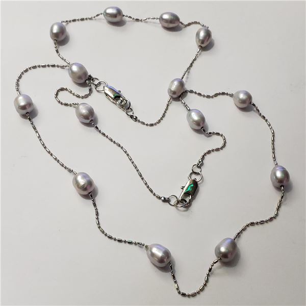 SILVER FRESHWATER PEARL BRACELET & NECKLACE SET