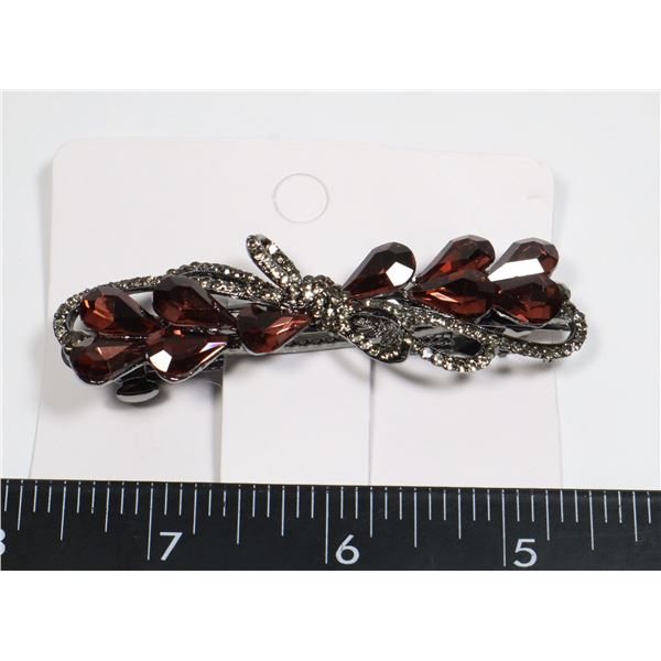 NEW BURGUNDY RHINESTONE FRENCH CLIP HAIR CLIP