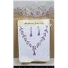 NEW SILVER TONE LILAC AND CLEAR RHINESTONE BRIDAL