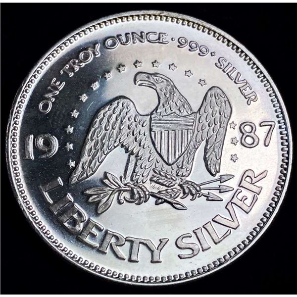 1987 A-Mark "Life Liberty Happiness" Proof 1 ozt .999 Silver