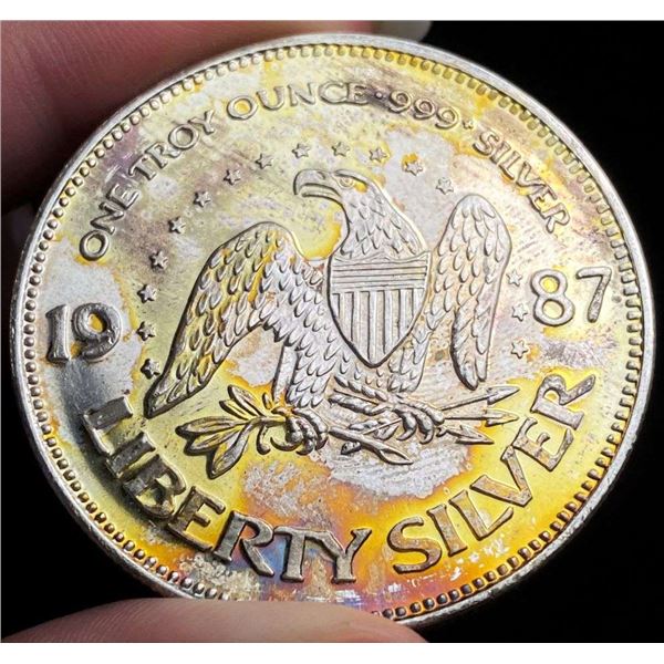 1987 A-Mark "Life Liberty Happiness" Proof 1 ozt .999 Silver