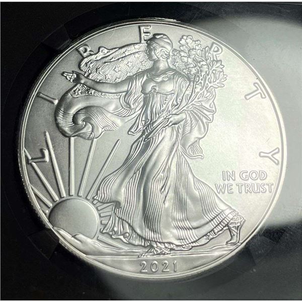 2021 American Silver Eagle NGC MS70 First Day Of Issue Signed By John M. Mercanti