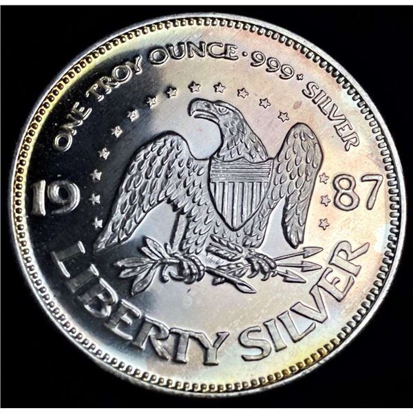 1987 A-Mark "Life Liberty Happiness" Proof 1 ozt .999 Silver