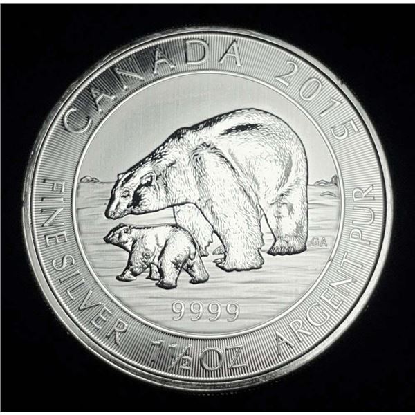 2015 Canada $8 Polar Bear 1.5 ozt .9999 Silver