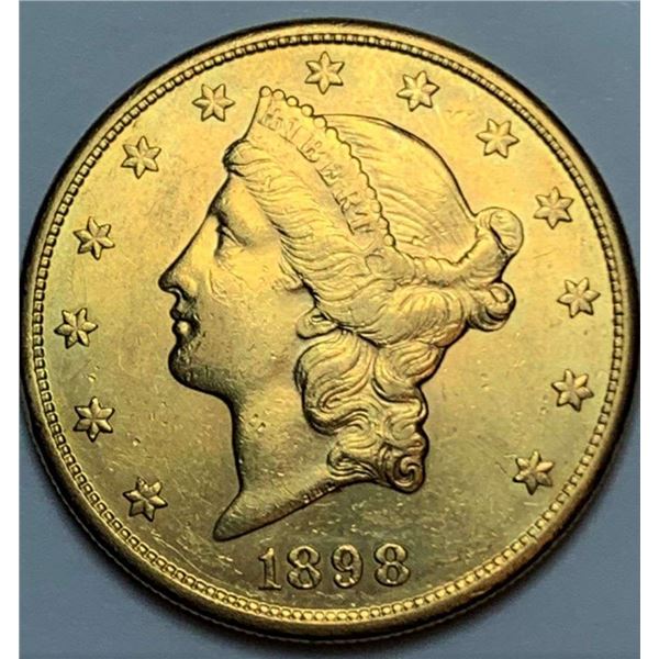 1898-S Gold $20 Liberty Head AU55