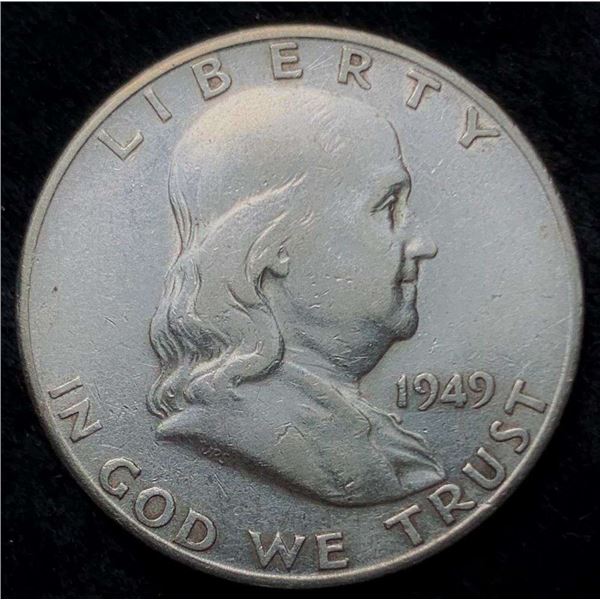 1949-S Franklin Silver Half Dollar AU