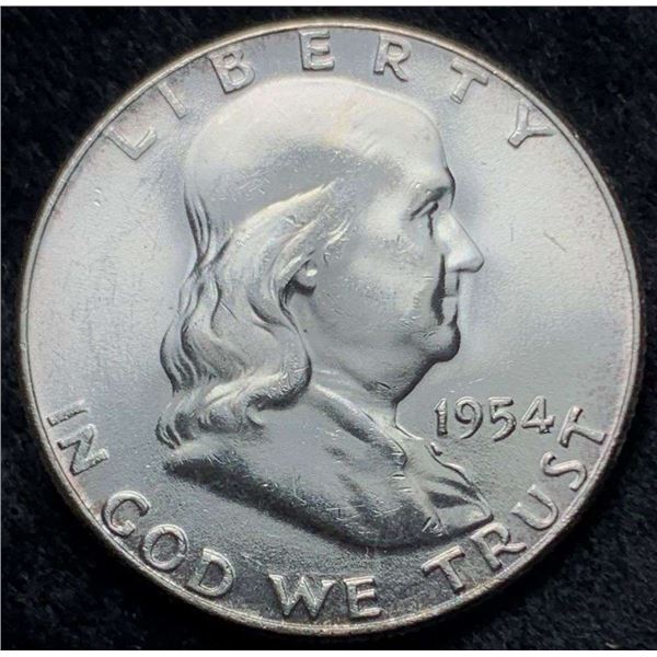 1954 Franklin Silver Half Dollar MS65