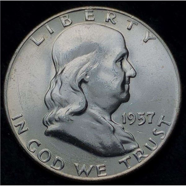 1957-D Franklin Silver Half Dollar MS64