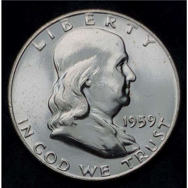 1959-D Franklin Silver Half Dollar MS64