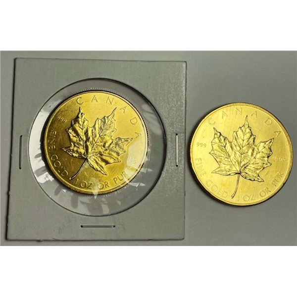 (2) 1979-1980 Canada $50 Maple Leaf 1 ozt .999 Gold