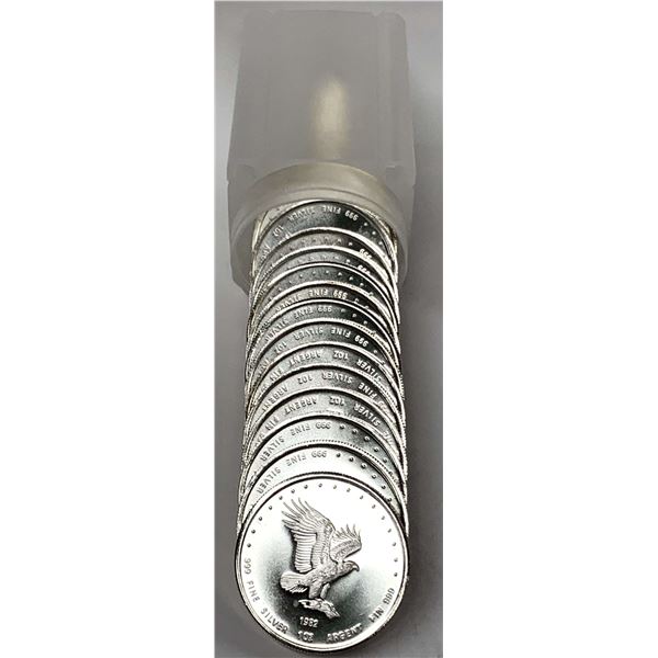 Roll (20-coins) 1982 Royal Canadian Mint Monex International LTD 1 ozt .999 Silver