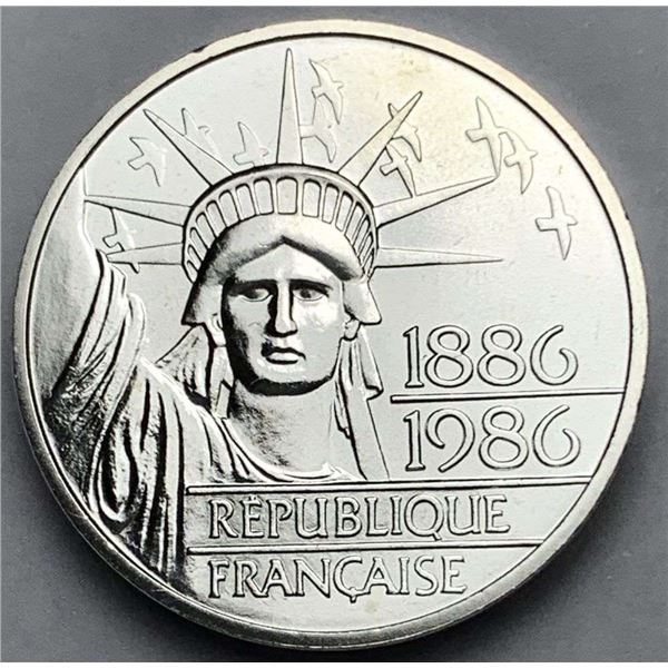 1986 France 90% Silver Statue Of Liberty 100 Francs .868 oz ASW