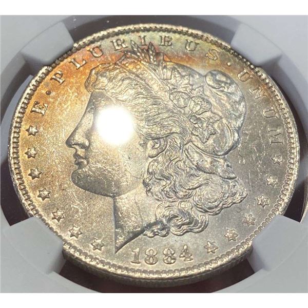 Toned 1884-O Morgan Silver Dollar NGC MS63