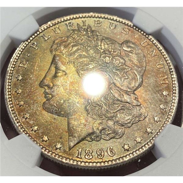 Monster Color 1896 Morgan Silver Dollar NGC MS64