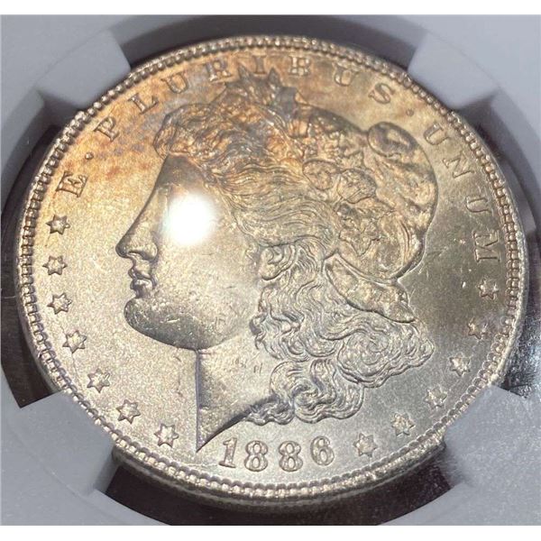 Toned 1886 Morgan Silver Dollar NGC MS64