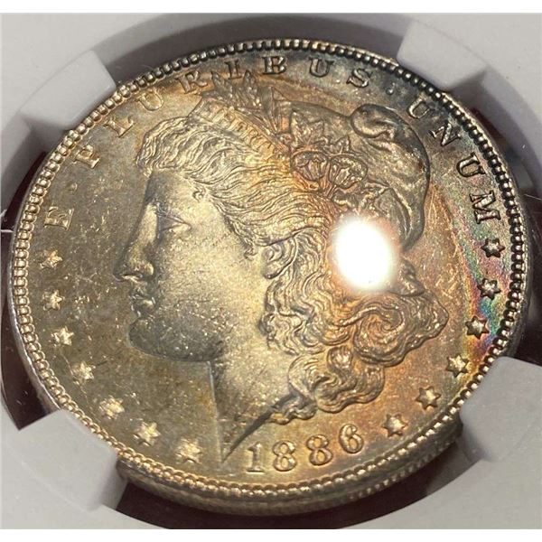 Toned 1886 Morgan Silver Dollar NGC MS63