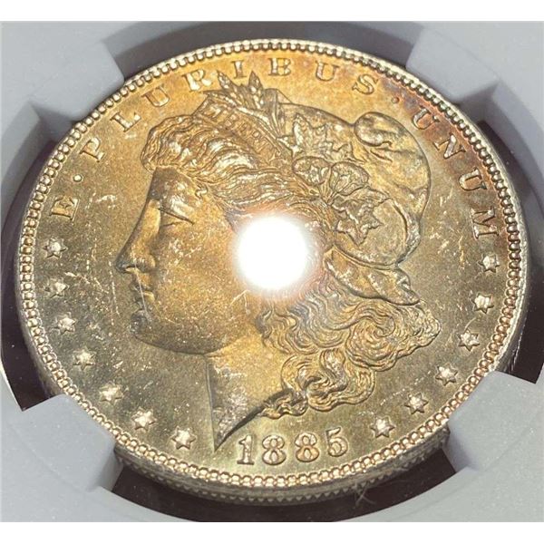Toned 1885 Morgan Silver Dollar NGC MS65