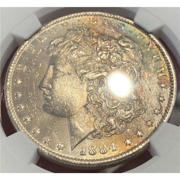 Toned 1884-O Morgan Silver Dollar NGC MS63