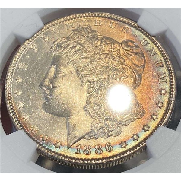 Toned 1886 Morgan Silver Dollar NGC MS63