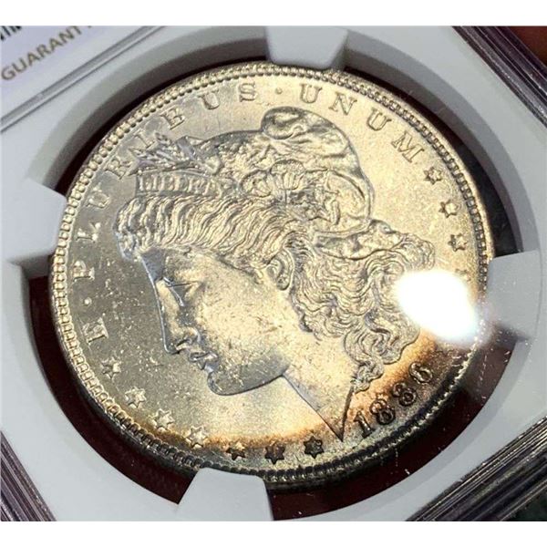 Toned 1886 Morgan Silver Dollar NGC MS63