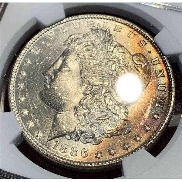 Toned 1886 Morgan Silver Dollar NGC MS63