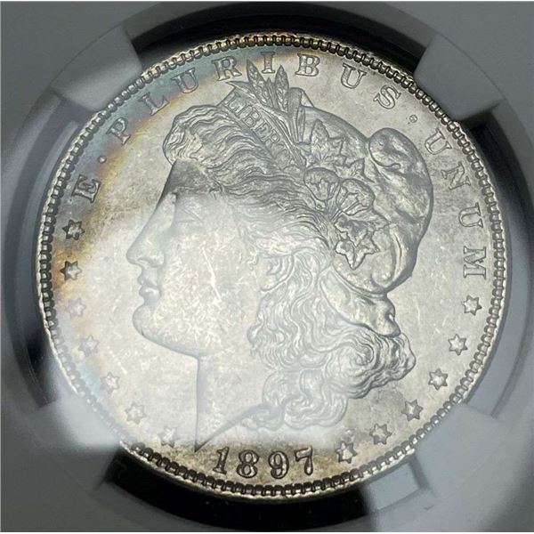 Toned 1897 Morgan Silver Dollar NGC MS63