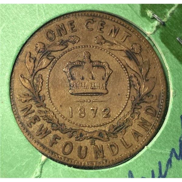 1872-H Canada Newfoundland Copper Cent VF