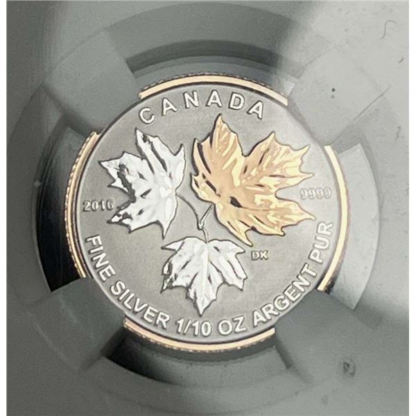 2016 Gilt Canada $2 Maple Leaf .9999 Silver 1/10th ozt NGC Reverse PF69 Early Releases