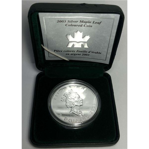 2003 Colorized Canada $5 Maple Leaf .9999 Silver 1 ozt