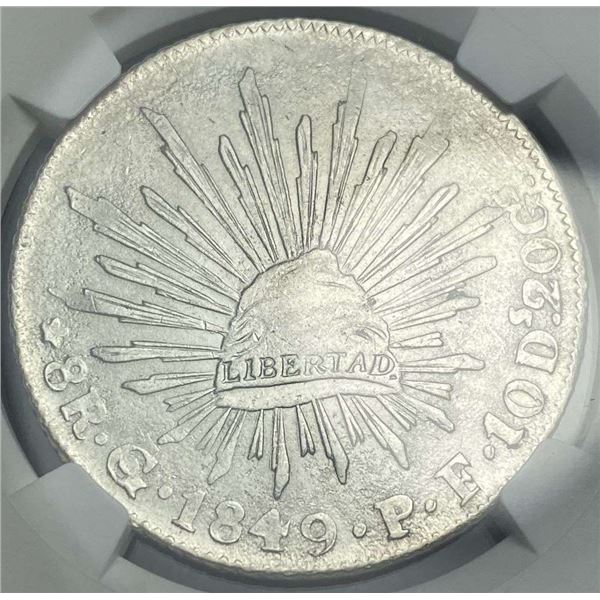 1849GO PF Mexico Silver 8 Reales NGC UNC Details