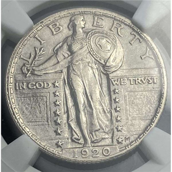 1920 Standing Liberty Silver Quarter NGC AU58